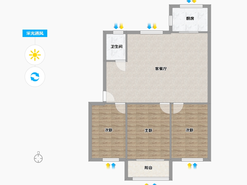 陕西省-咸阳市-秦宝小区东区-89.99-户型库-采光通风