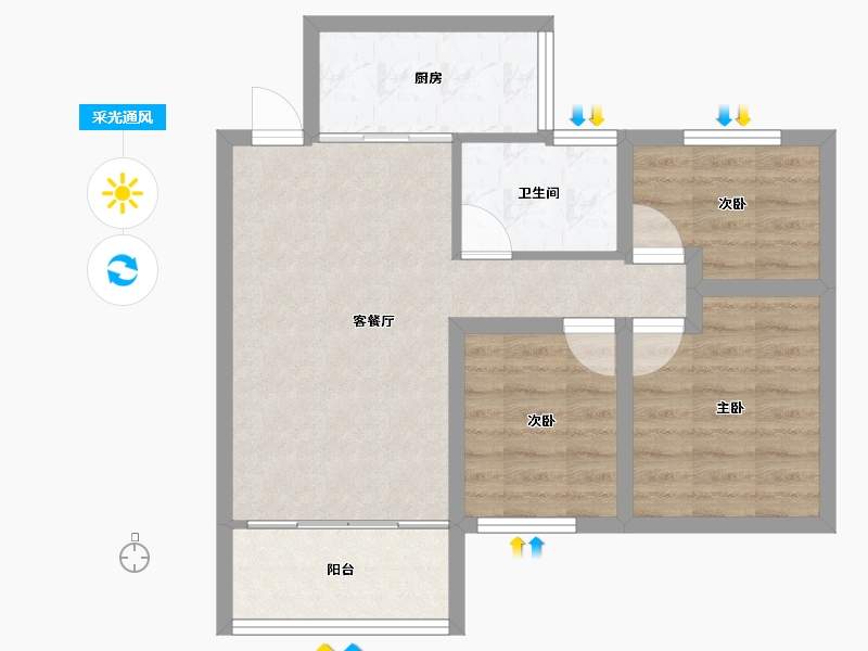 福建省-厦门市-恒大帝景-60.32-户型库-采光通风