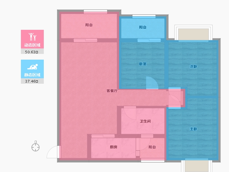 四川省-成都市-成都融创文旅城-86.40-户型库-动静分区