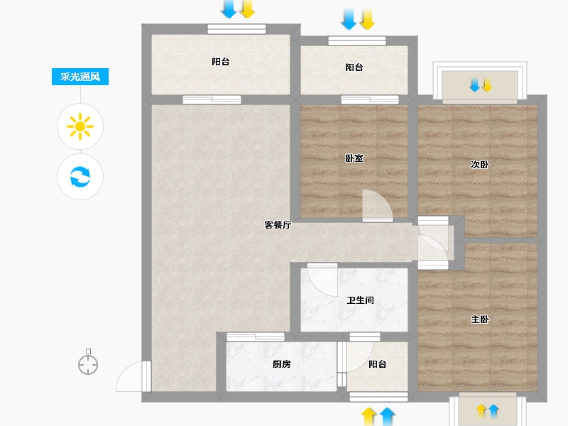 四川省-成都市-成都融创文旅城-86.40-户型库-采光通风