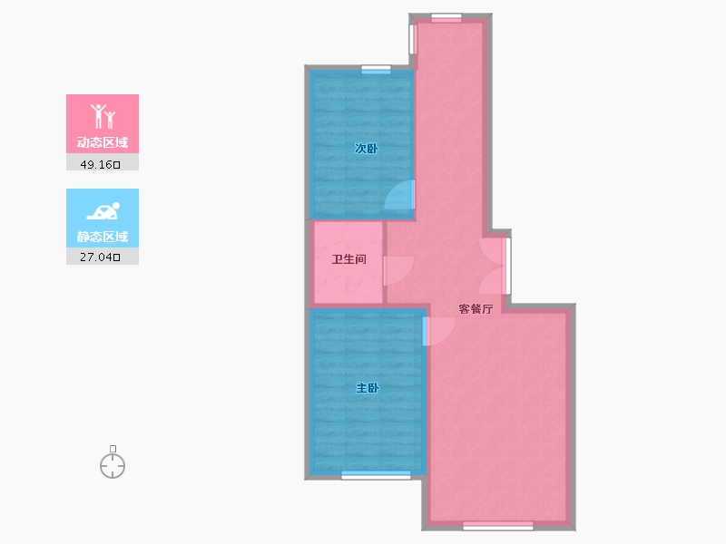 黑龙江省-哈尔滨市-群力家园-69.00-户型库-动静分区