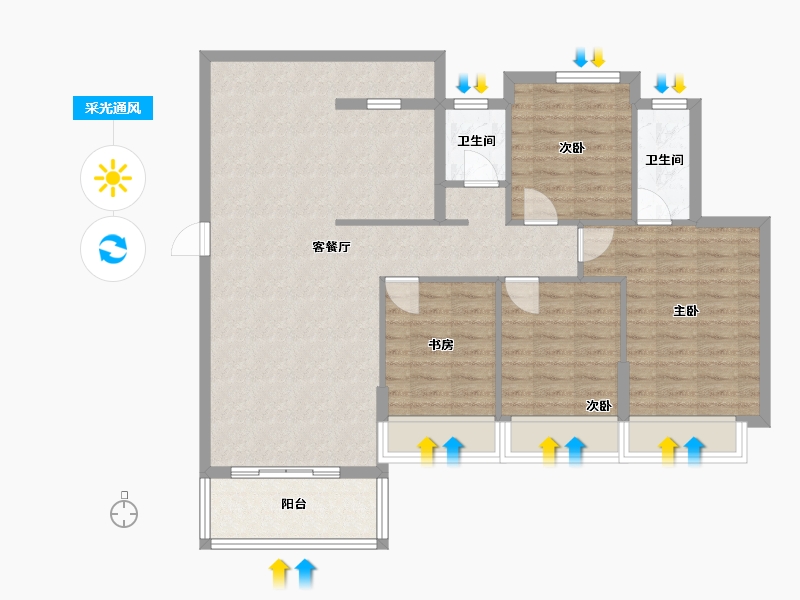 广东省-韶关市-源河鸿景小区-108.00-户型库-采光通风