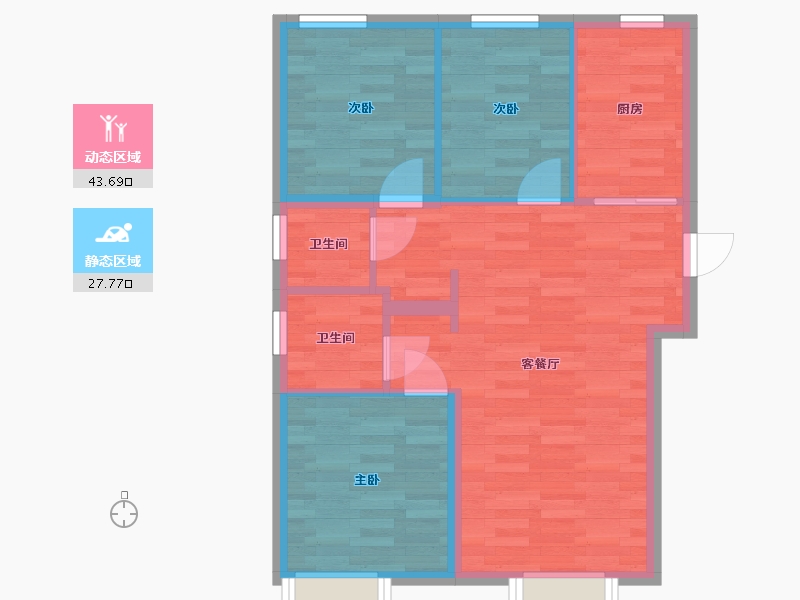 北京-北京市-北清橡树湾-64.25-户型库-动静分区