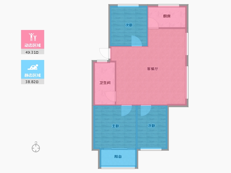 陕西省-咸阳市-秦宝小区东区-81.00-户型库-动静分区