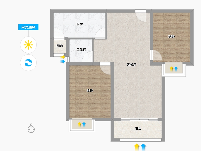 福建省-厦门市-龙湖嘉誉-71.00-户型库-采光通风