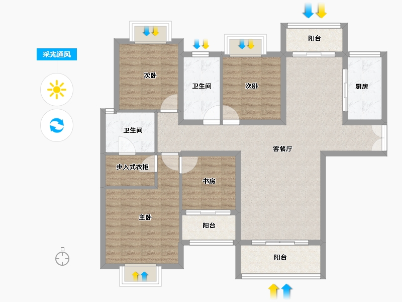 福建省-厦门市-龙湖嘉誉-110.00-户型库-采光通风