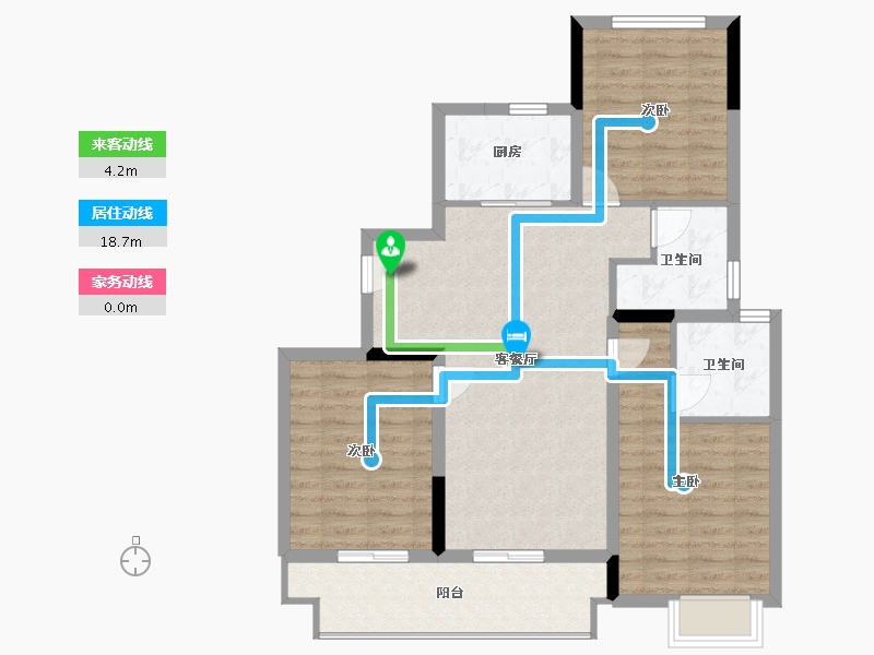 浙江省-嘉兴市-春风墙里-88.00-户型库-动静线