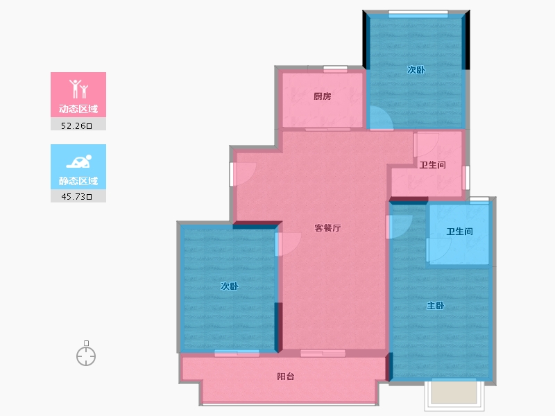 浙江省-嘉兴市-春风墙里-88.00-户型库-动静分区