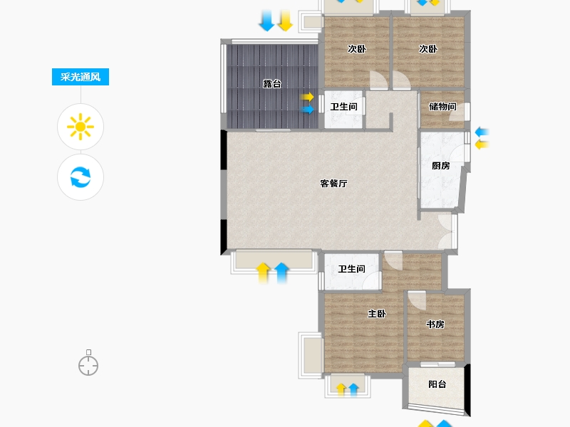 广东省-深圳市-桃源居-东区-128.00-户型库-采光通风