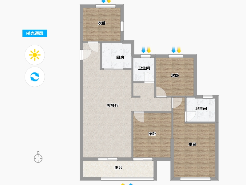 浙江省-温州市-龙都悦澜湾-96.00-户型库-采光通风