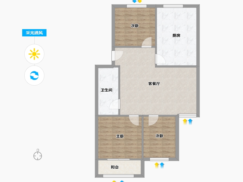 陕西省-咸阳市-秦宝小区东区-78.00-户型库-采光通风