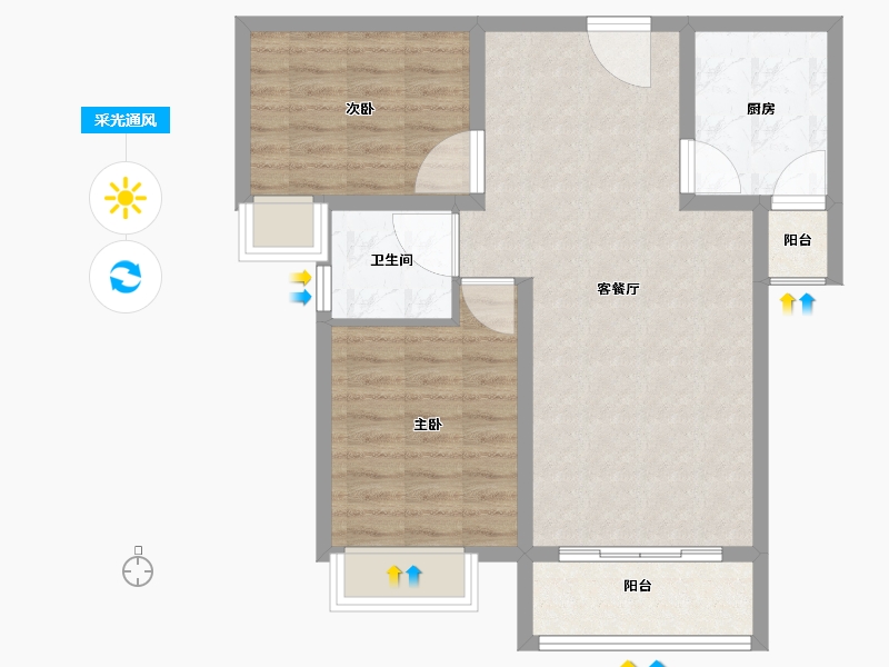 福建省-厦门市-龙湖嘉誉-71.00-户型库-采光通风