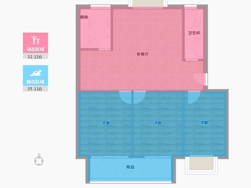 陕西省-咸阳市-秦宝小区东区-61.00-户型库-动静分区