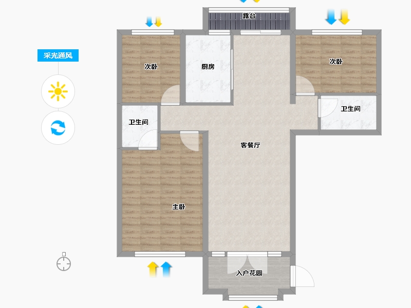 陕西省-咸阳市-奥园枫丹名郡-108.01-户型库-采光通风