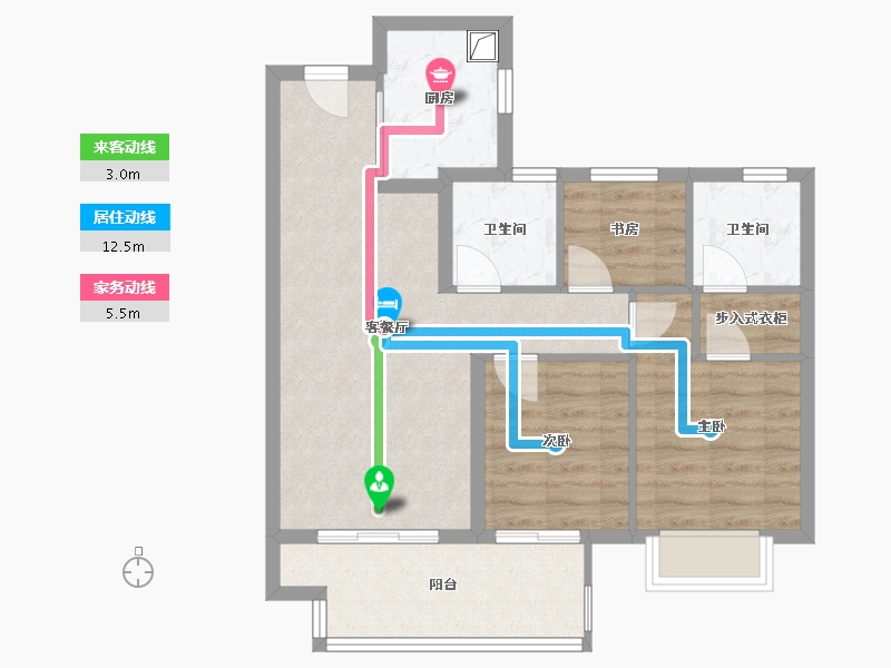 福建省-龙岩市-融创玖峯台-71.62-户型库-动静线