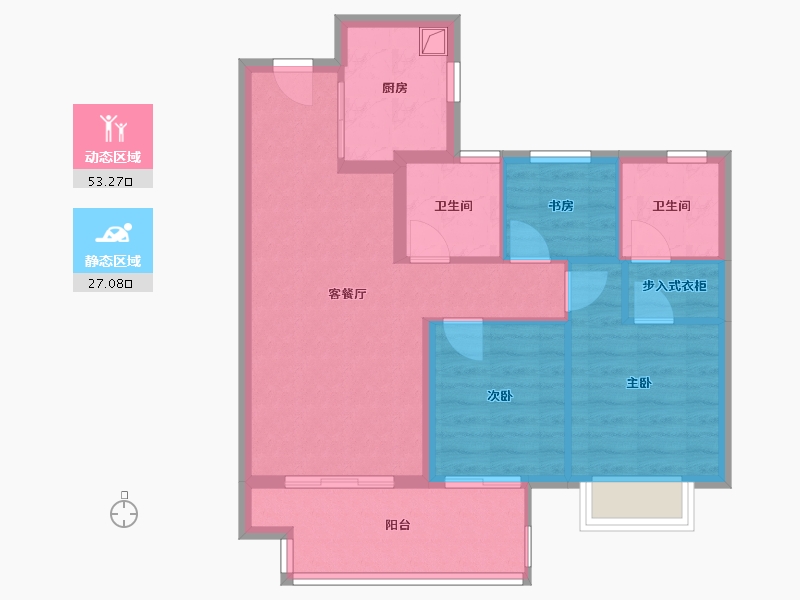 福建省-龙岩市-融创玖峯台-71.62-户型库-动静分区