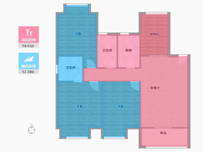 浙江省-嘉兴市-秋江花苑-101.14-户型库-动静分区