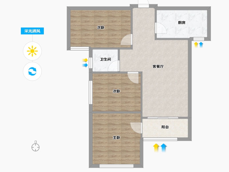 陕西省-咸阳市-金科世界城-73.71-户型库-采光通风