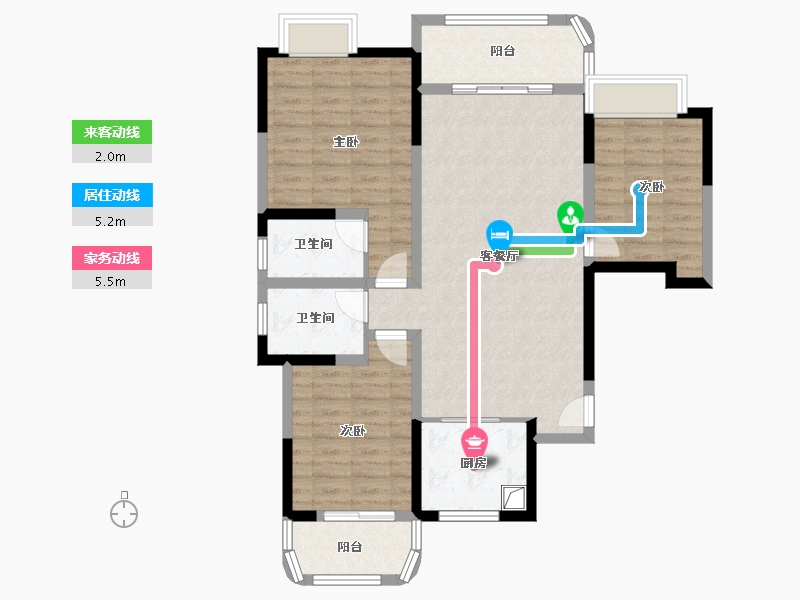 江苏省-淮安市-河畔花城-96.00-户型库-动静线