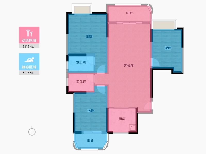 江苏省-淮安市-河畔花城-96.00-户型库-动静分区