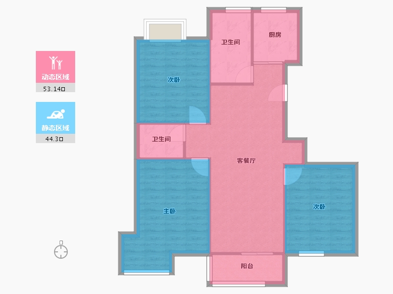 江苏省-无锡市-新惠家园-88.80-户型库-动静分区