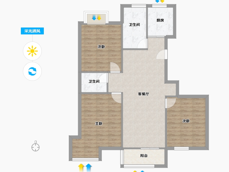 江苏省-无锡市-新惠家园-88.80-户型库-采光通风