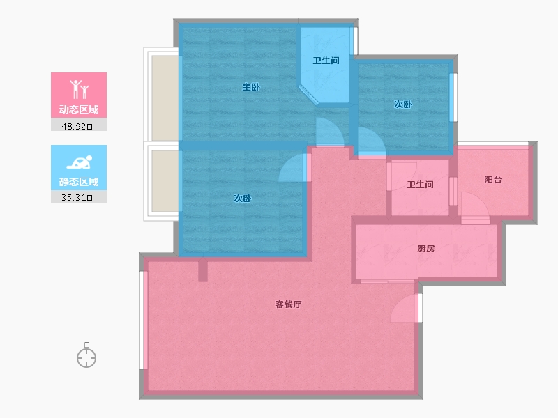 浙江省-嘉兴市-中天熙景诚品营销中心-73.90-户型库-动静分区