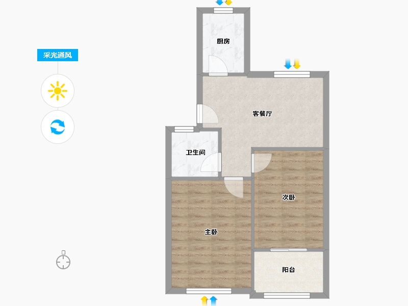 江苏省-无锡市-新桥花园-54.74-户型库-采光通风