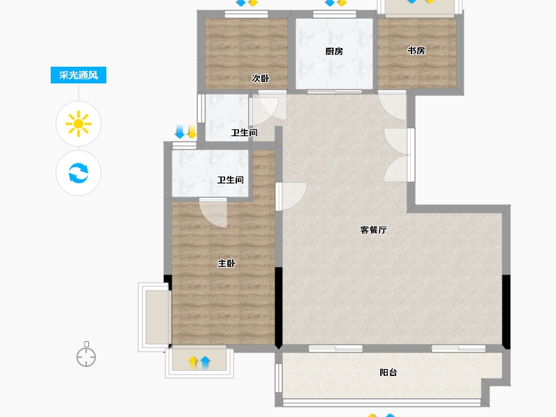 安徽省-六安市-东方御府-102.40-户型库-采光通风