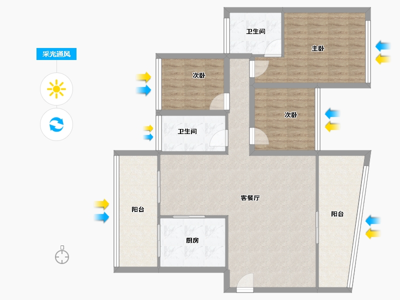 重庆-重庆市-雅居乐国际花园-107.49-户型库-采光通风