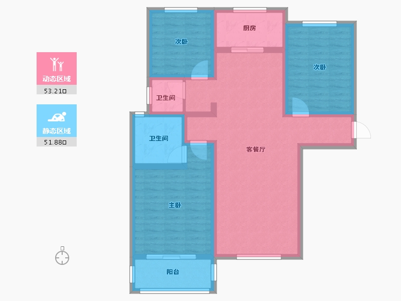 陕西省-宝鸡市-紫汀苑-102.40-户型库-动静分区