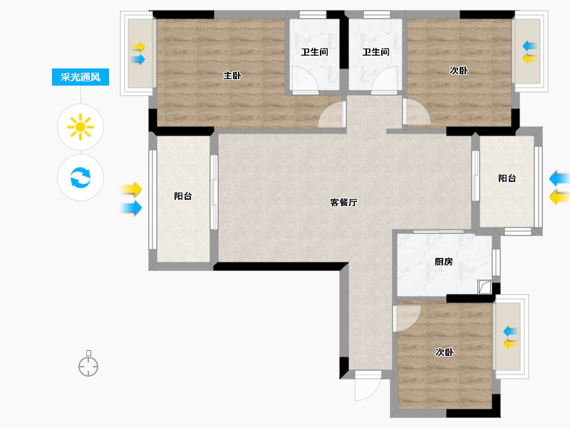 湖北省-天门市-汉旺世纪城-B区-92.00-户型库-采光通风