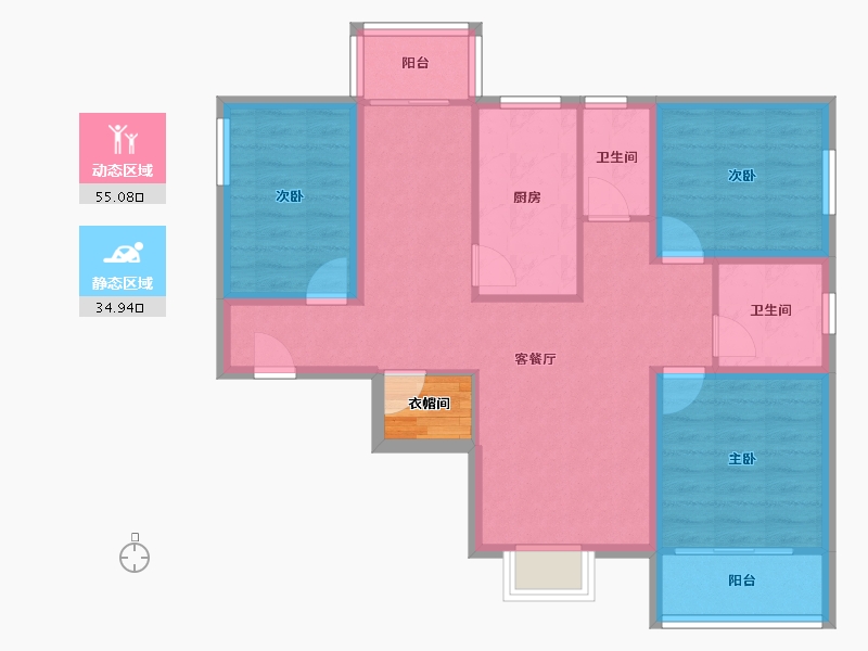 北京-北京市-垡头翠成馨园-81.91-户型库-动静分区