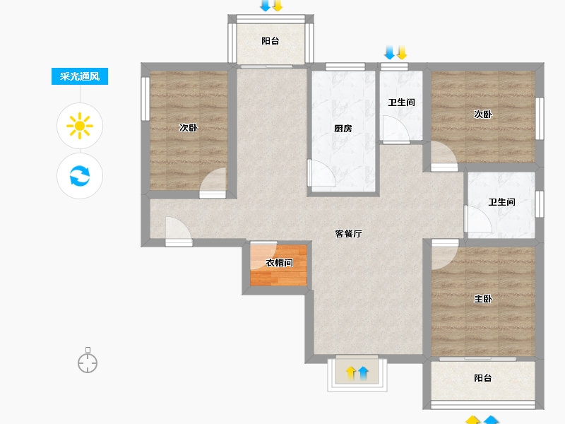 北京-北京市-垡头翠成馨园-81.91-户型库-采光通风