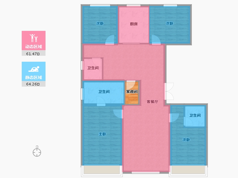 北京-北京市-中建玖合府-131.82-户型库-动静分区