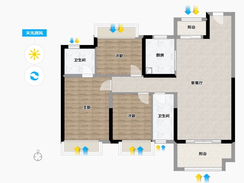 湖南省-湘潭市-美的莲城首府-106.06-户型库-采光通风