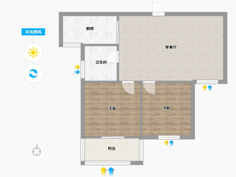 江苏省-无锡市-新惠家园-66.86-户型库-采光通风