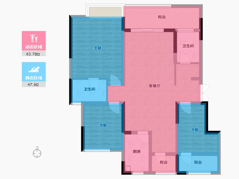 重庆-重庆市-北辰悦来壹号-98.40-户型库-动静分区