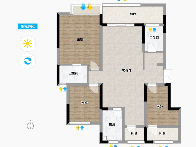 重庆-重庆市-北辰悦来壹号-98.40-户型库-采光通风