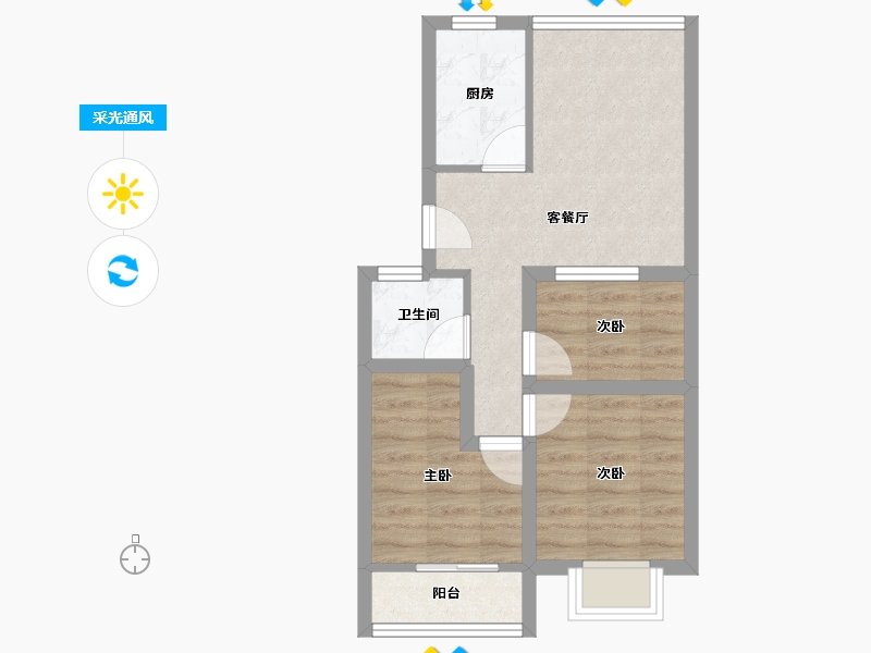 福建省-厦门市-金鸡亭花园小区-48.64-户型库-采光通风