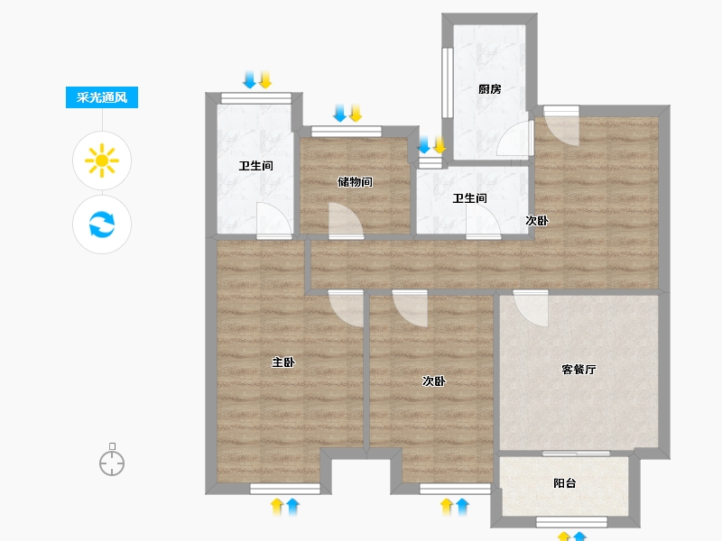 江苏省-无锡市-蓝光雍锦里-78.35-户型库-采光通风