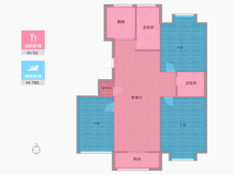 江苏省-无锡市-新惠家园-96.34-户型库-动静分区