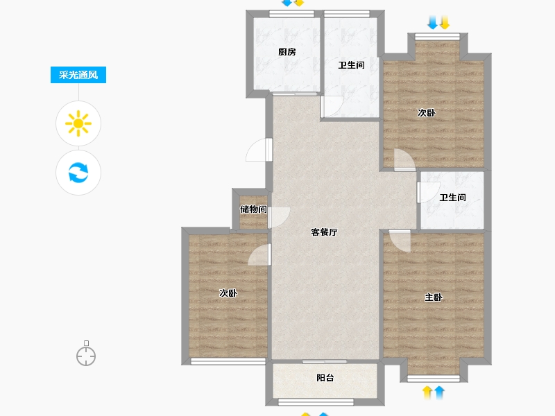 江苏省-无锡市-新惠家园-96.34-户型库-采光通风