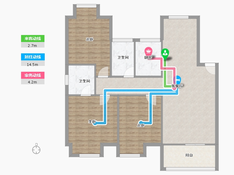 浙江省-嘉兴市-秋江花苑-103.04-户型库-动静线