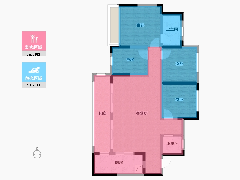 四川省-雅安市-正黄翡翠公园-94.75-户型库-动静分区