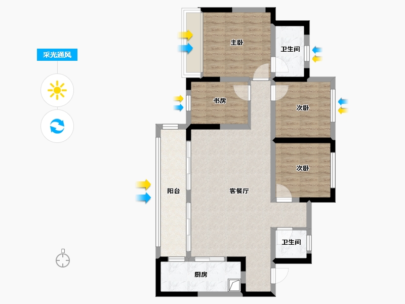 四川省-雅安市-正黄翡翠公园-94.75-户型库-采光通风