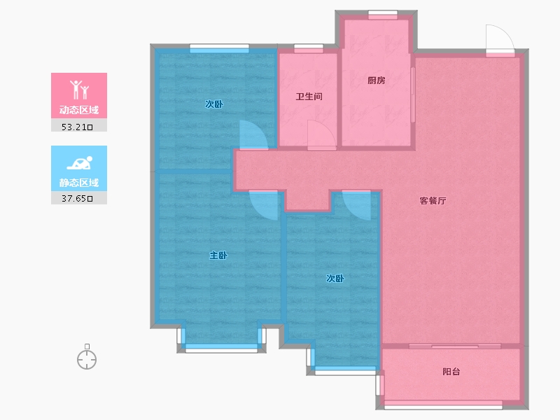 江苏省-淮安市-恒大名都-92.57-户型库-动静分区