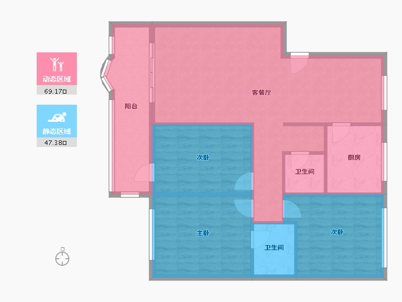 福建省-厦门市-阳台山公安宿舍-107.25-户型库-动静分区