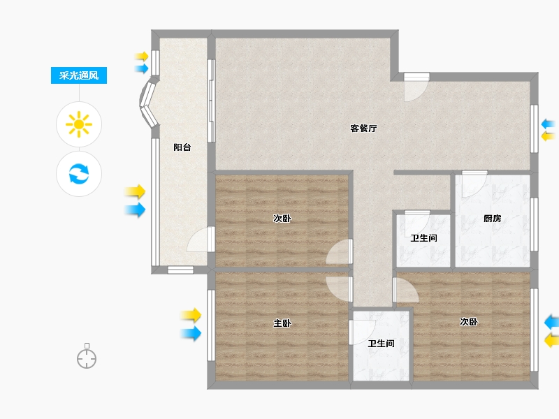 福建省-厦门市-阳台山公安宿舍-107.25-户型库-采光通风