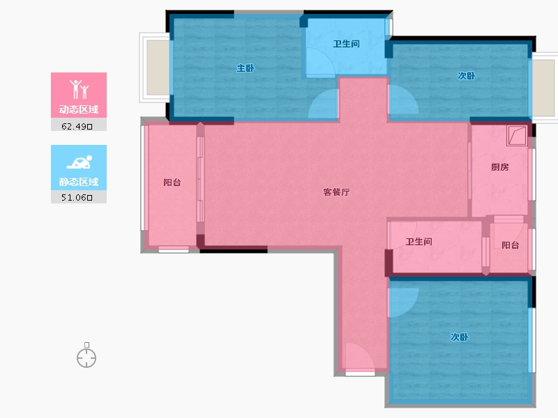 湖北省-武汉市-红旗小区-102.40-户型库-动静分区